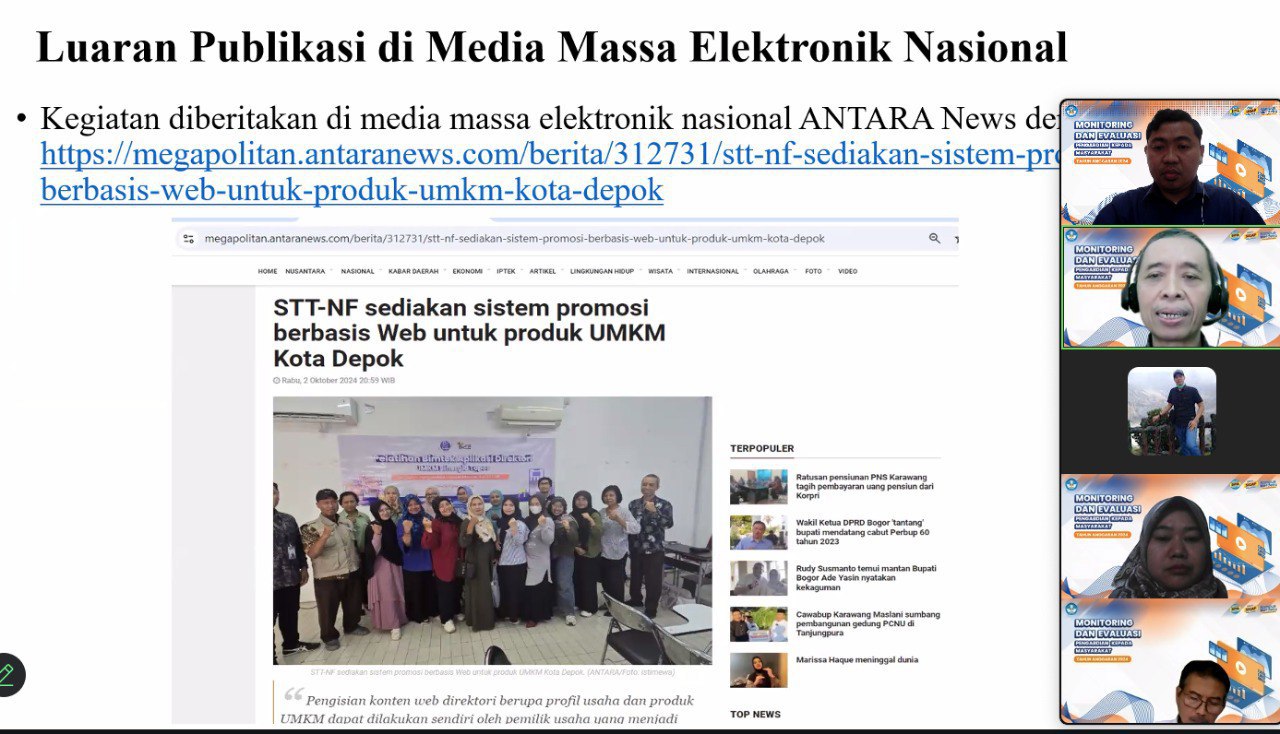 STT Terpadu Nurul Fikri Ikuti Monev Eksternal Hibah Pengabdian Masyarakat Pemula (PMP) DRTPM Kemdikbudristek 2024